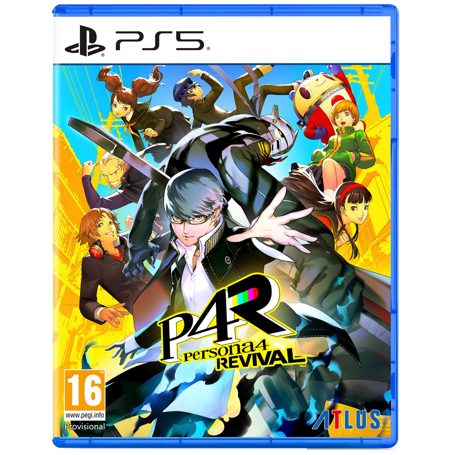 Couverture de jeu PS5 avec des personnages d'anime et le titre Persona 4 Revival.
