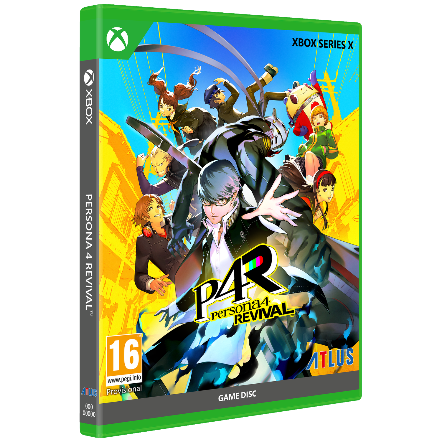 Jeu Xbox Series X "Persona 4 Revival" avec des personnages d'anime au combat.