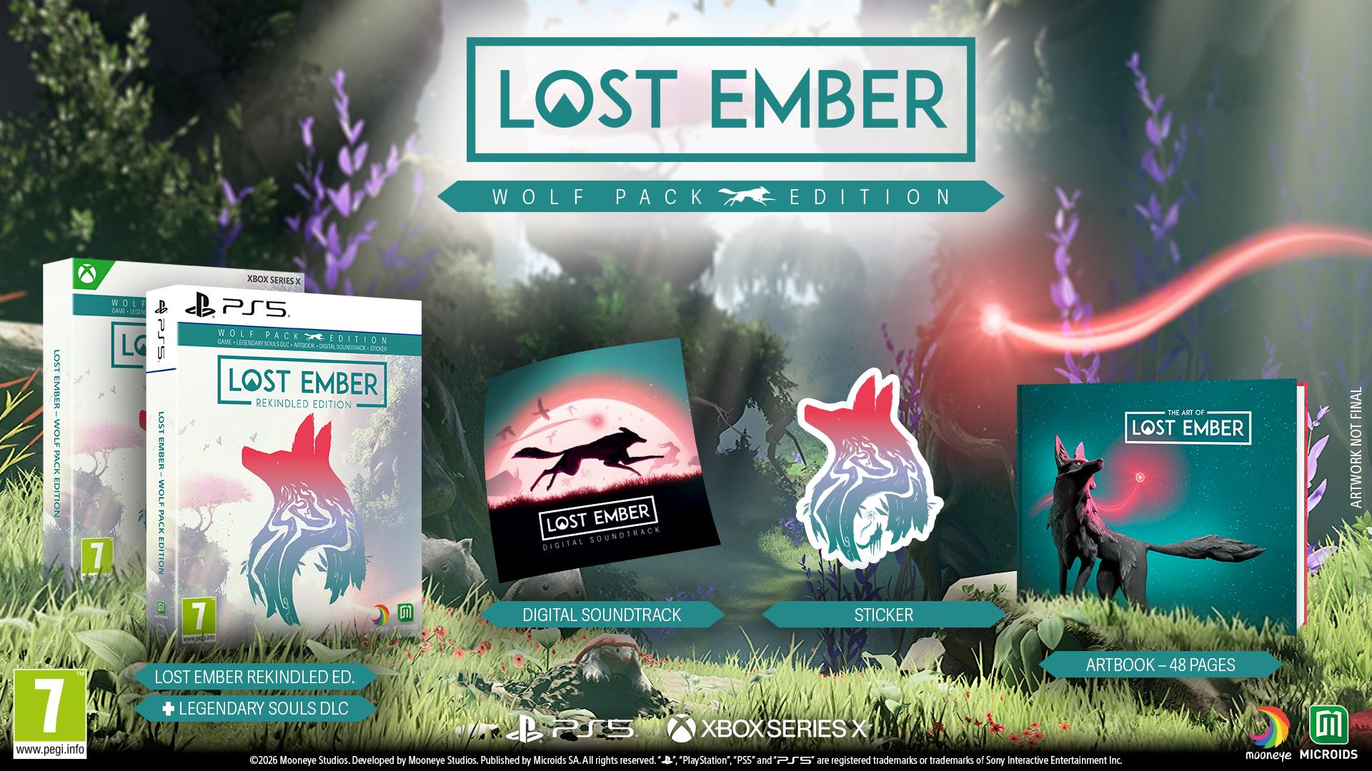 Lost Ember Wolf Pack Edition: Spiel, Soundtrack, Sticker und Artbook.