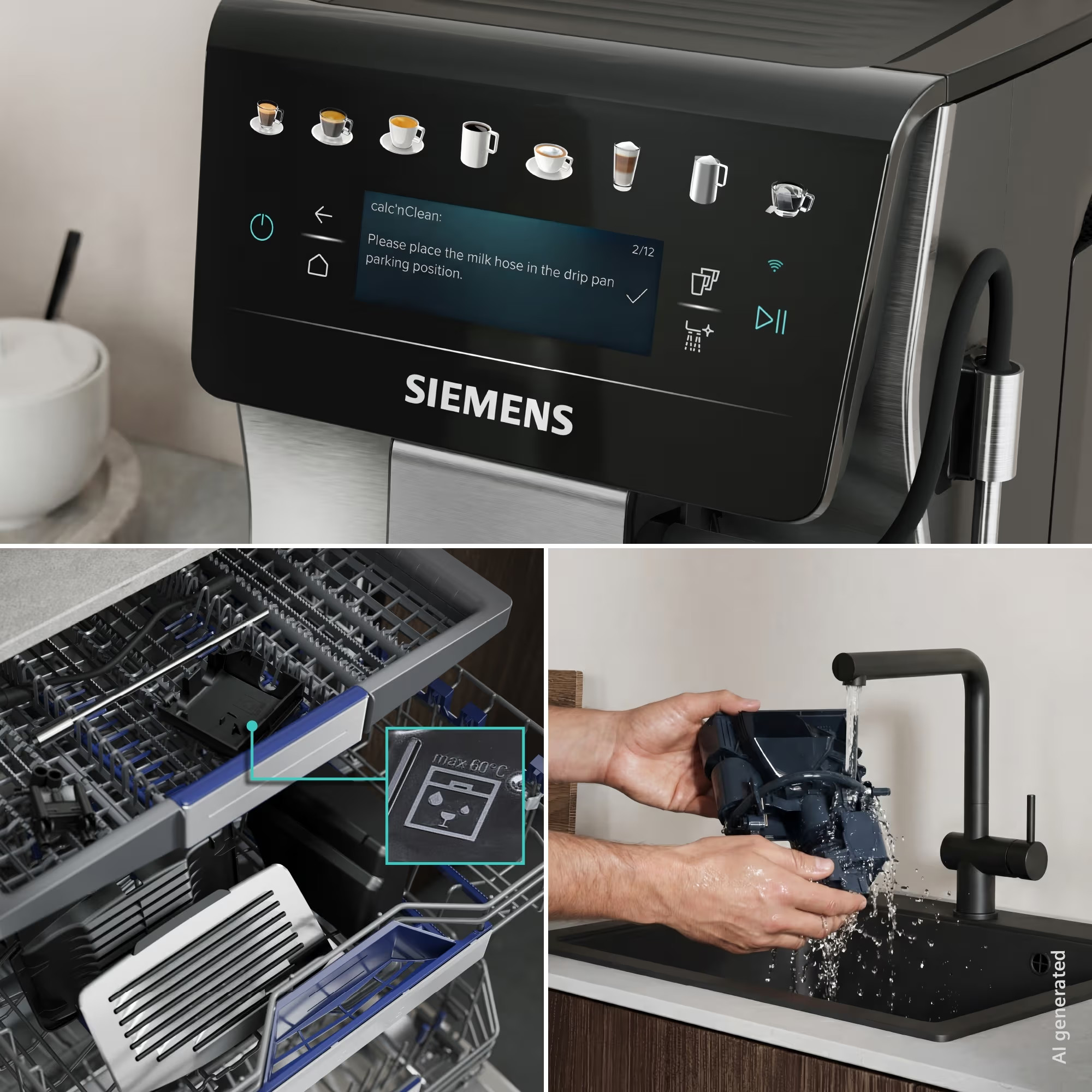 Ekspres ciśnieniowy  SIEMENS TP605ET3 EQ600 iAroma Stal szlachetna - czarny