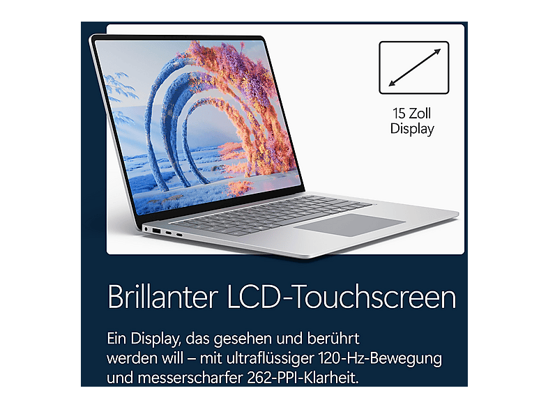 MICROSOFT Surface Laptop 8th Edition, Platin, Copilot+ PC, 15 Zoll, Snapdragon® X2 Plus (10 Core), 16 GB, 512 GB, Windows 11 Home, Adreno™ Onboard Graphics — Foto 2 von 5