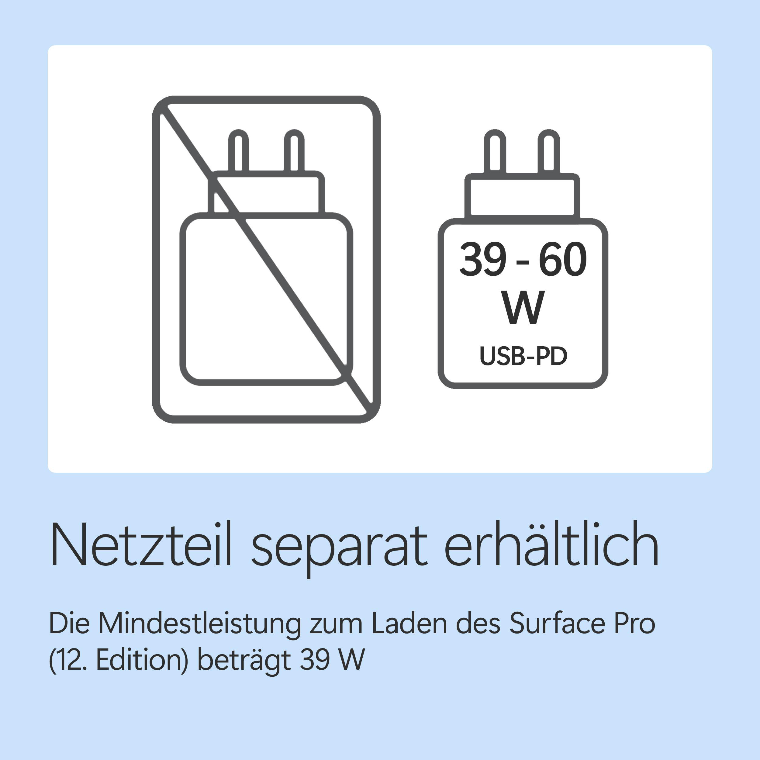 Ein Netzteil mit 39-60W USB-PD ist separat erhältlich.
