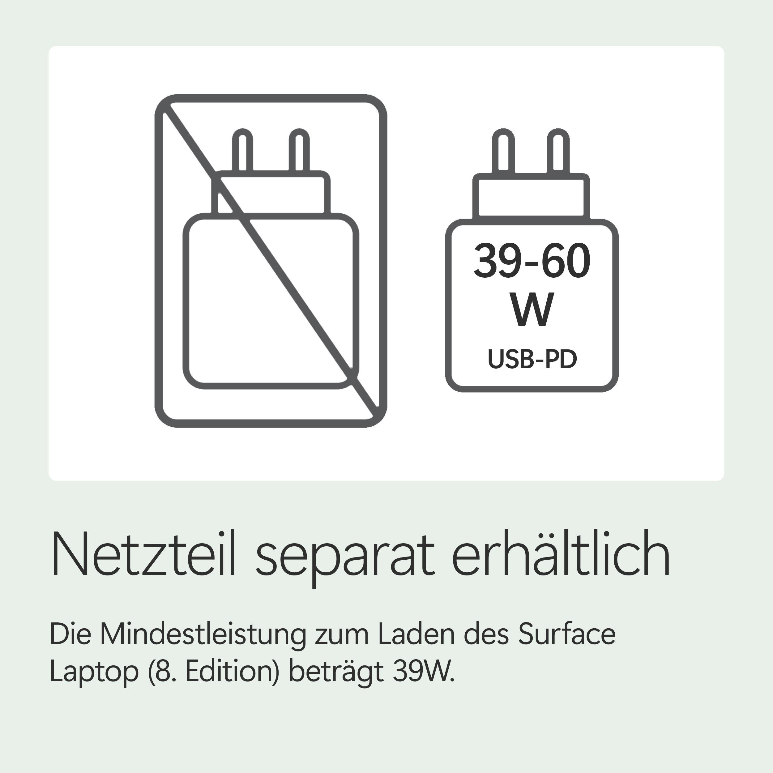 Ein Netzteil ist separat erhältlich. Mindestleistung 39W.