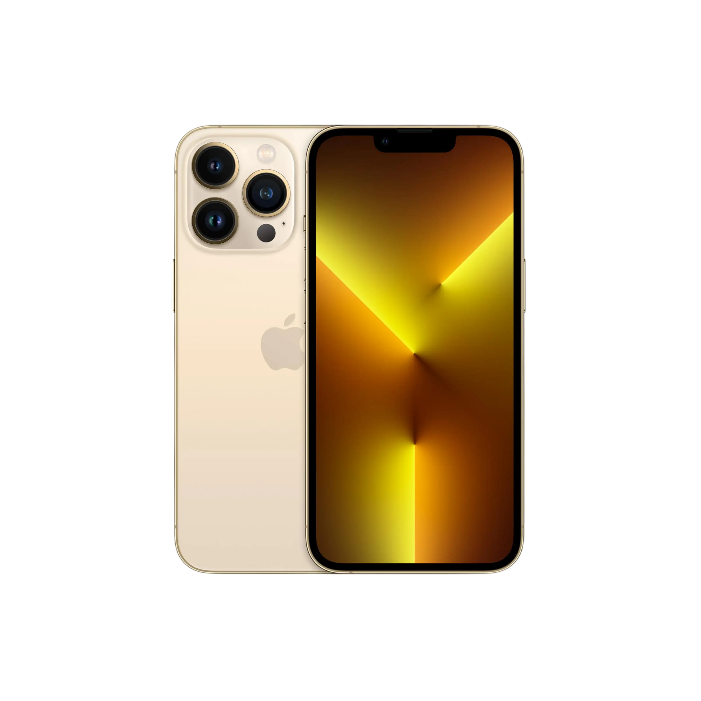 Siyah arka planda üç arka kamerası olan altın iPhone.