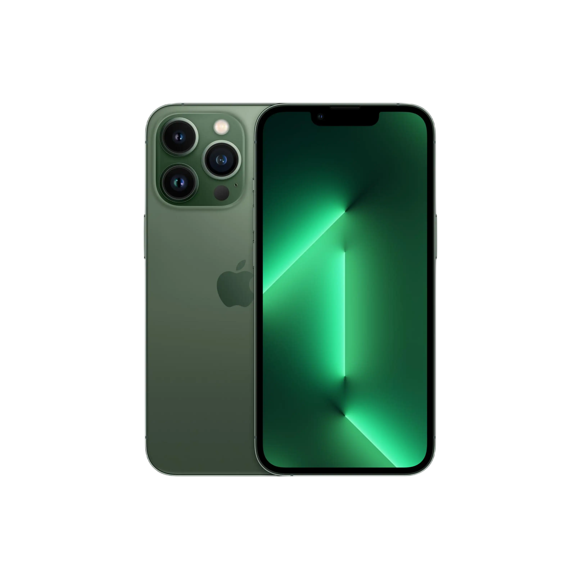 Üç kameralı, aydınlık ekranlı yeşil iPhone