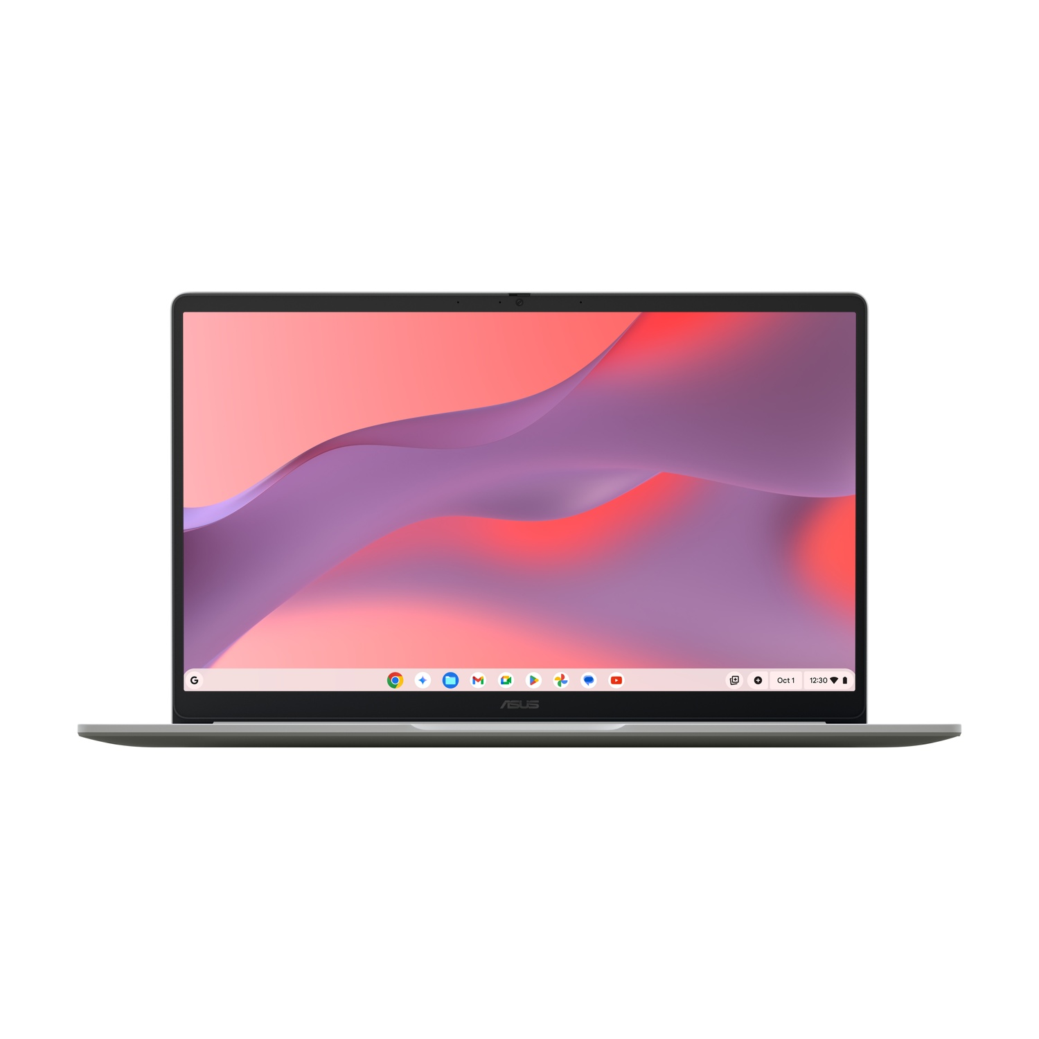 Un laptop chiuso con uno sfondo colorato sullo schermo.