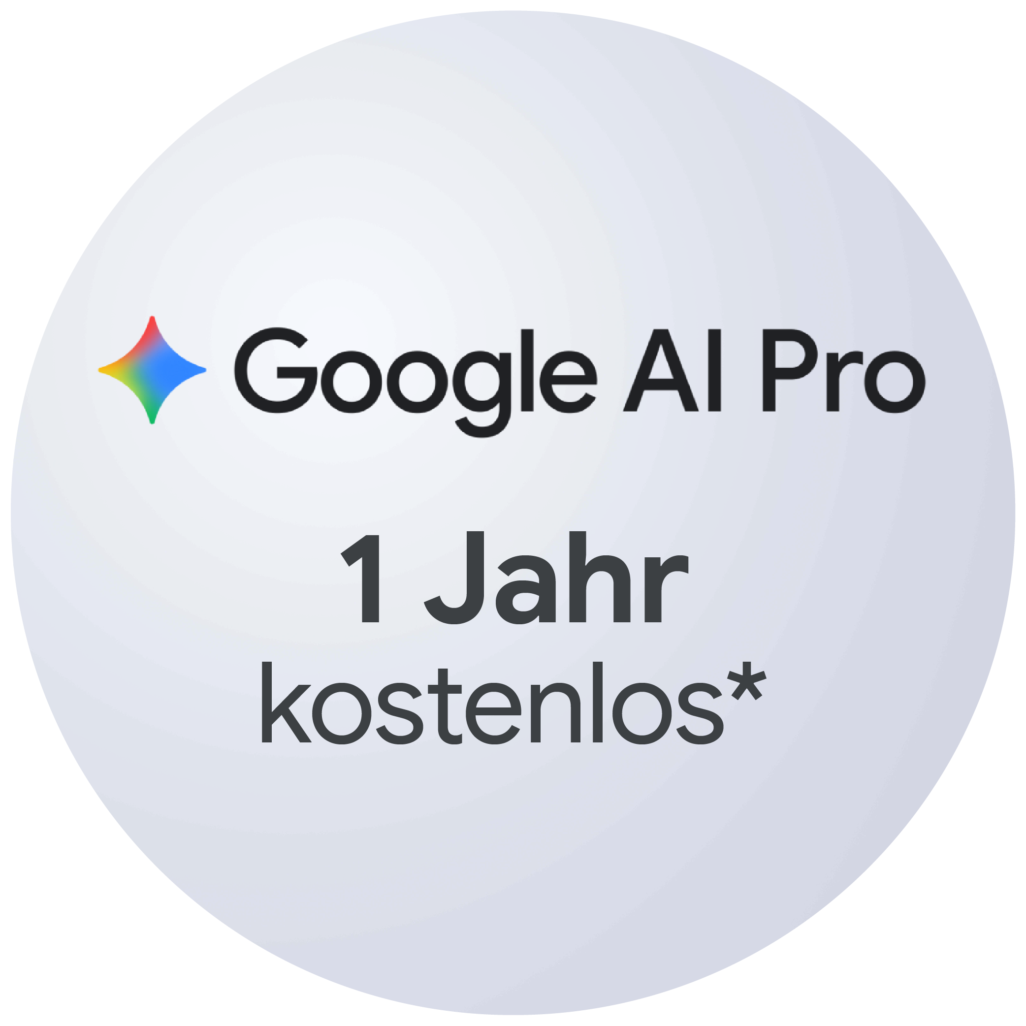 Google AI Pro 1 Jahr kostenlos mit buntem Stern-Symbol.