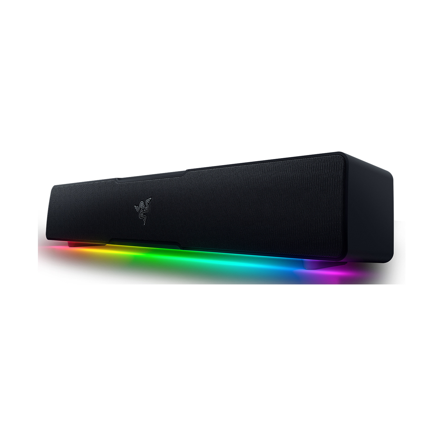 Altoparlante nero con logo Razer e illuminazione RGB sotto.