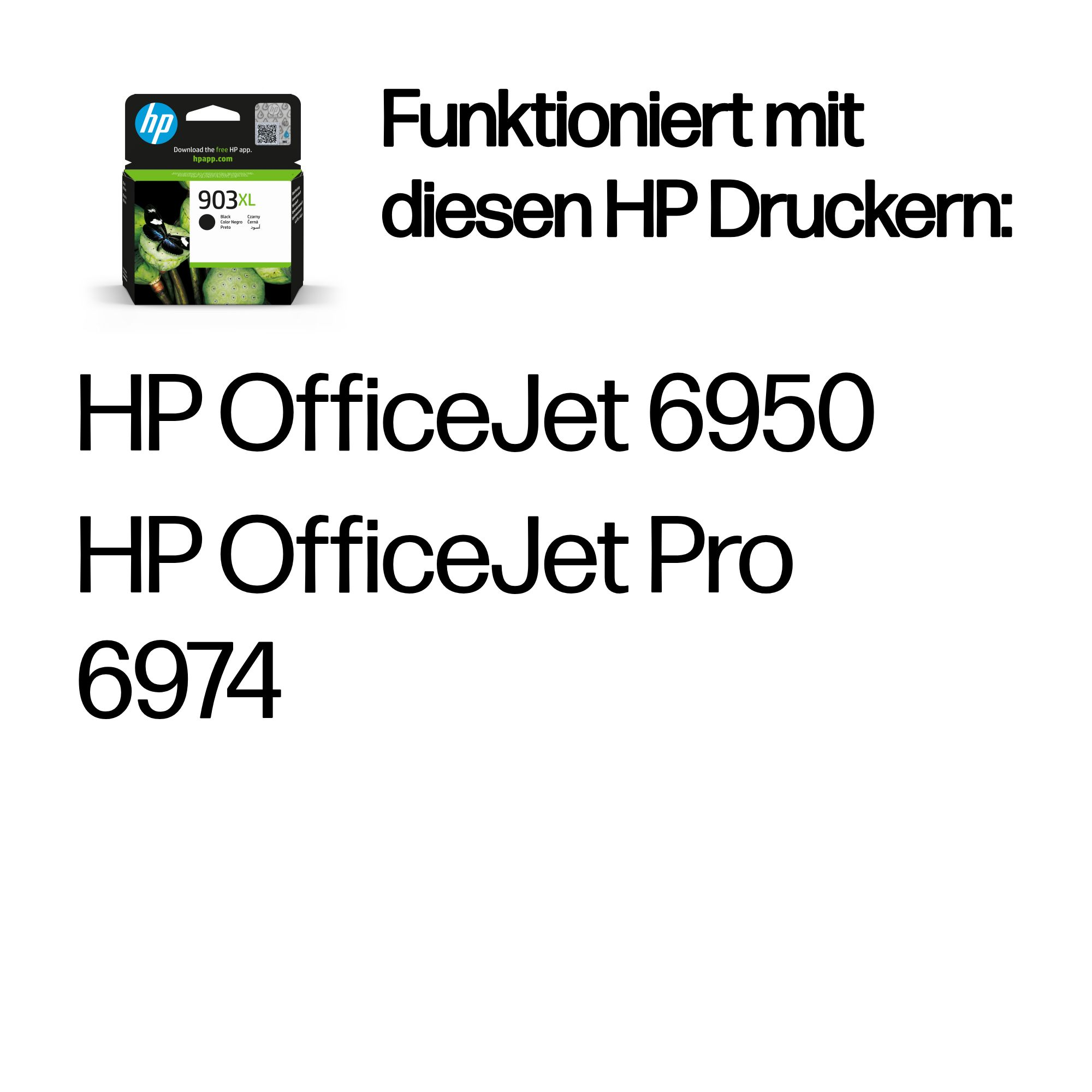 HP 903XL Tintenpatrone funktioniert mit HP OfficeJet 6950/6974 Druckern.