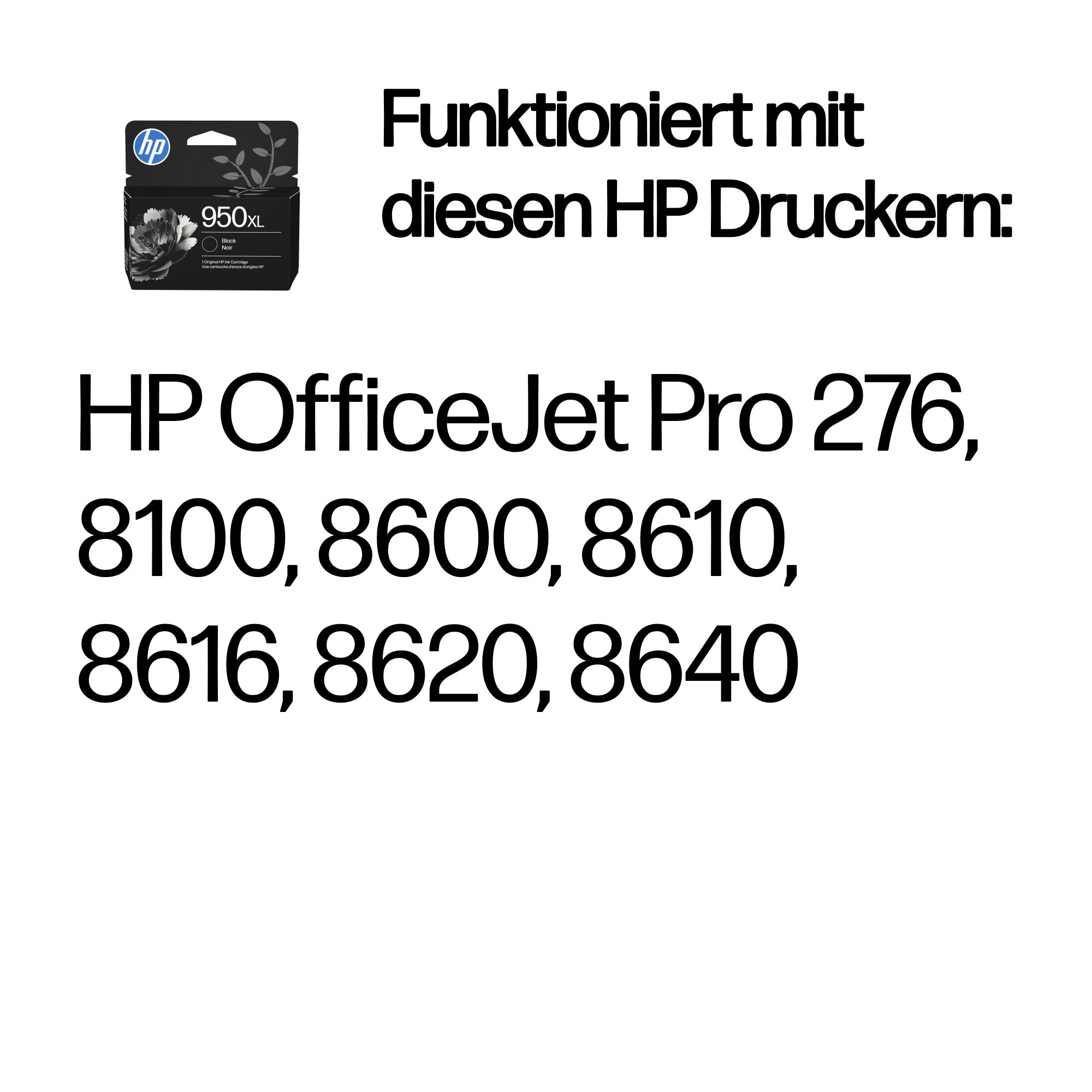 HP 950XL schwarze Tintenpatrone für HP OfficeJet Pro Drucker.