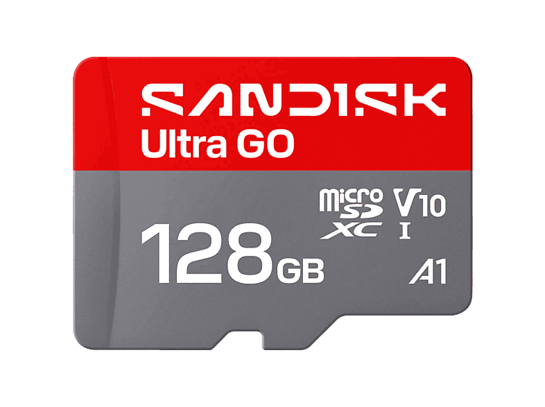 Tarjeta Micro SD – SANDISK Ultra GO, 128 GB, Hasta 190 MB/s de lectura, Vídeo en Full HD, V10, U1, C10, A1, memoria NAND, Gris