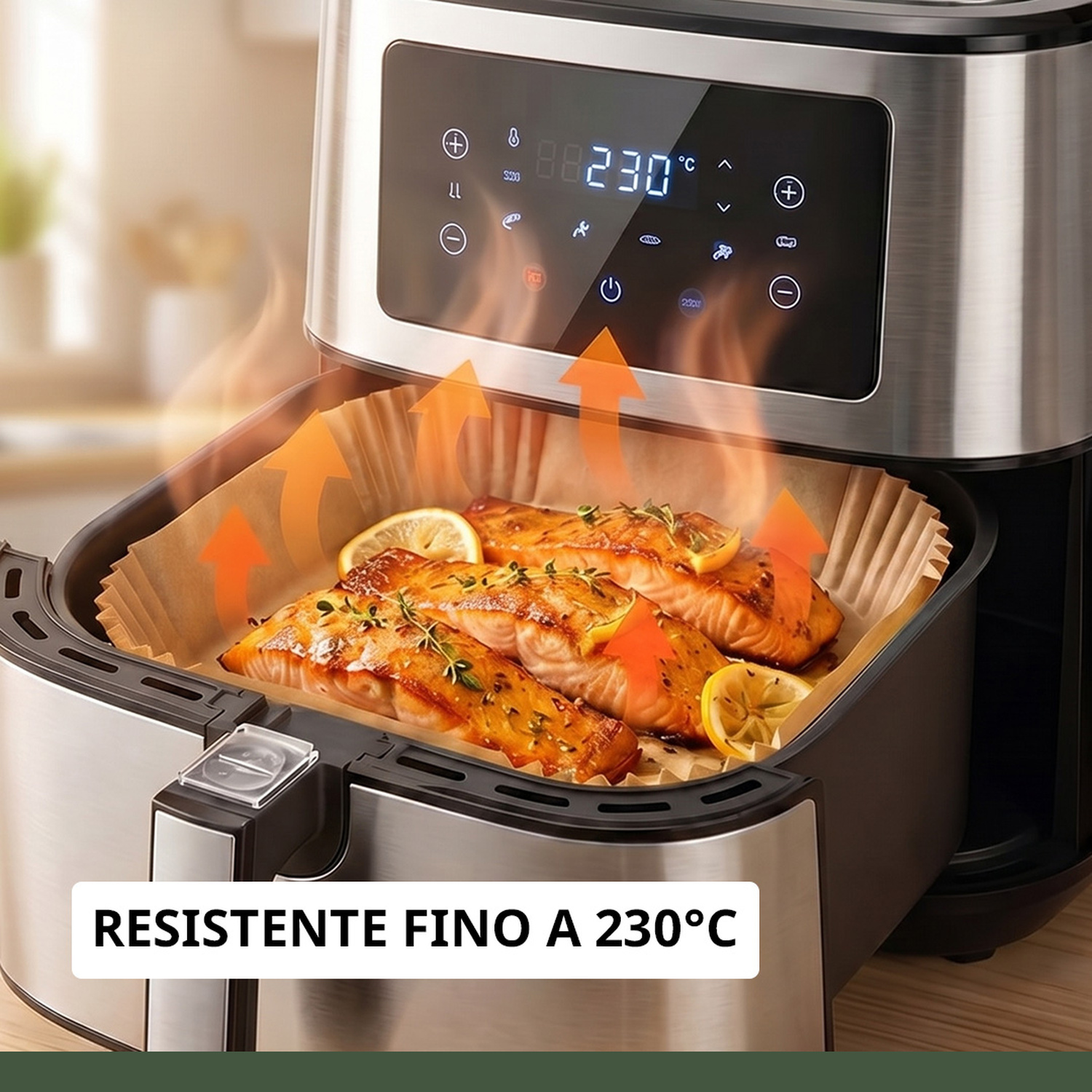 Filetti di salmone al limone in friggitrice ad aria a 230°C