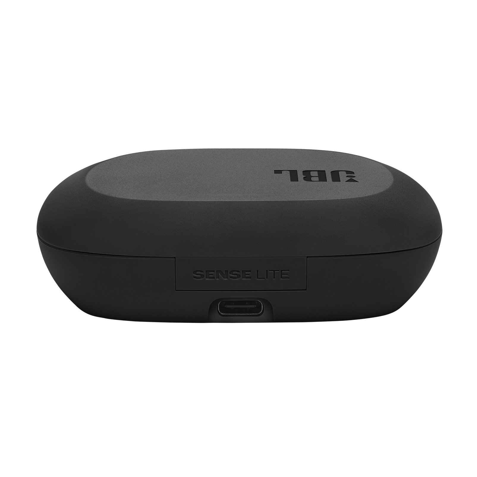 Czarne etui ładujące JBL Sense Lite z portem USB-C.