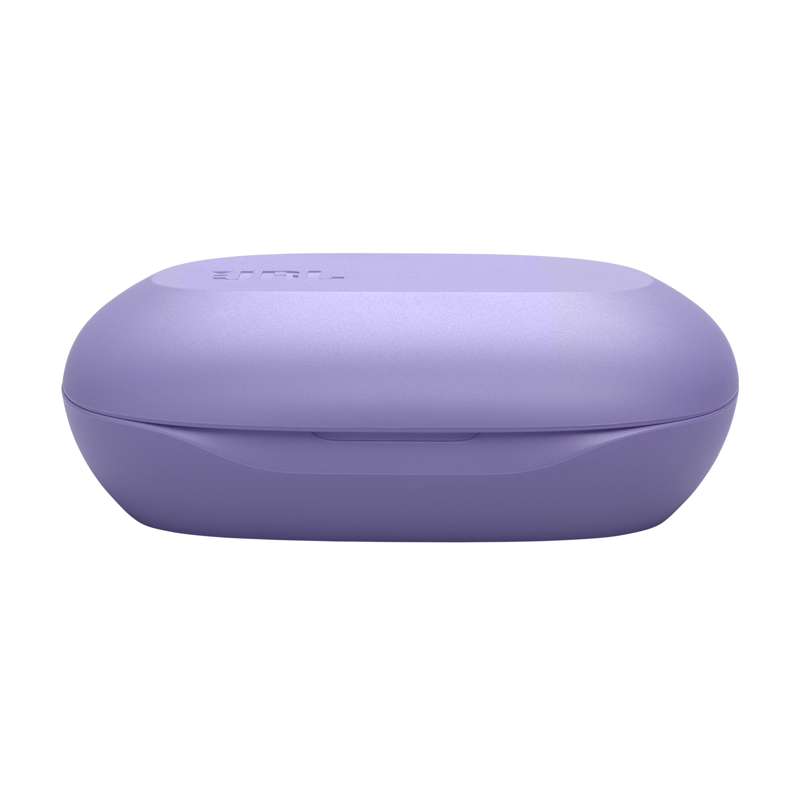 Fioletowe etui ładujące do słuchawek z dyskretnym logo na górze.