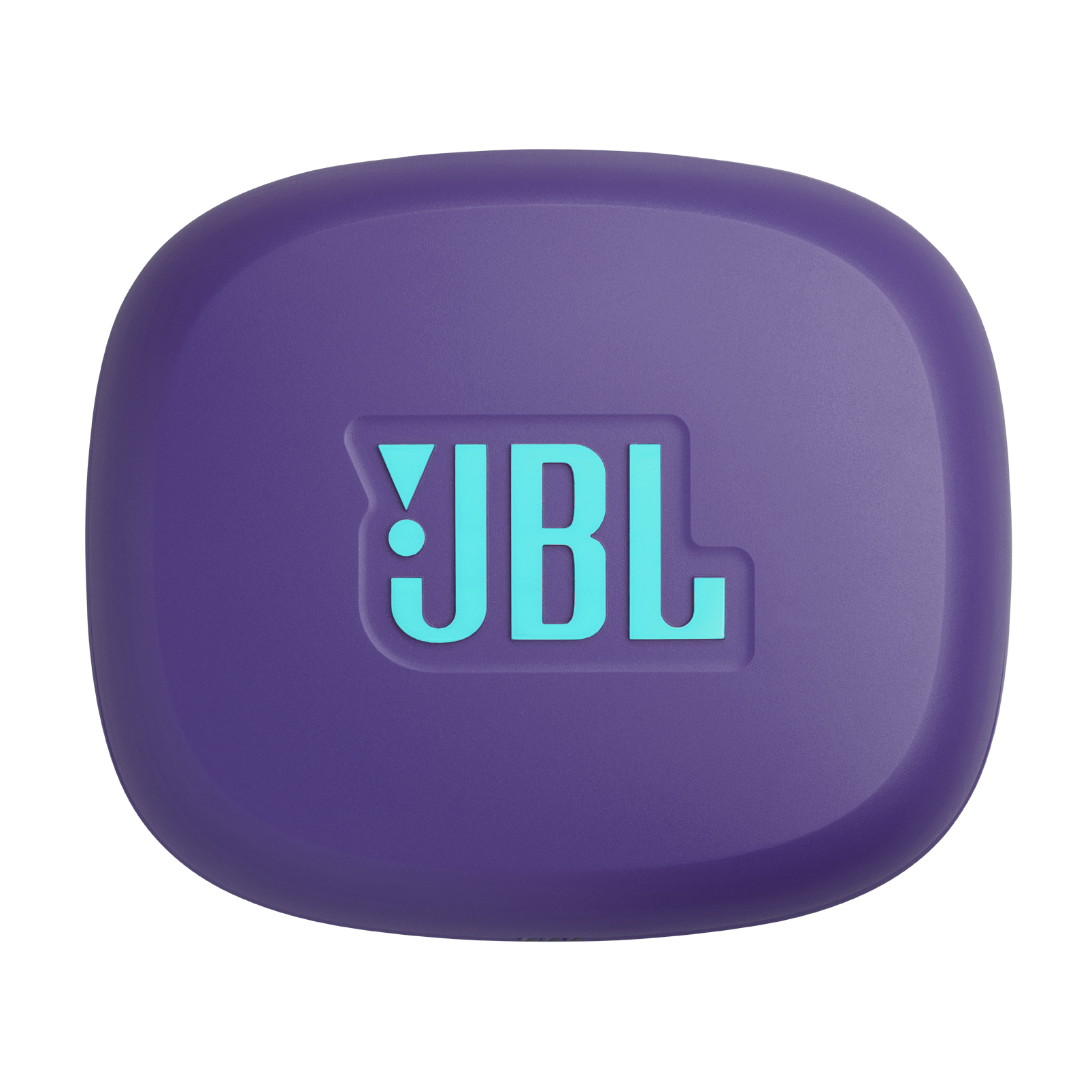 Fioletowe etui ładujące z turkusowym logo JBL.