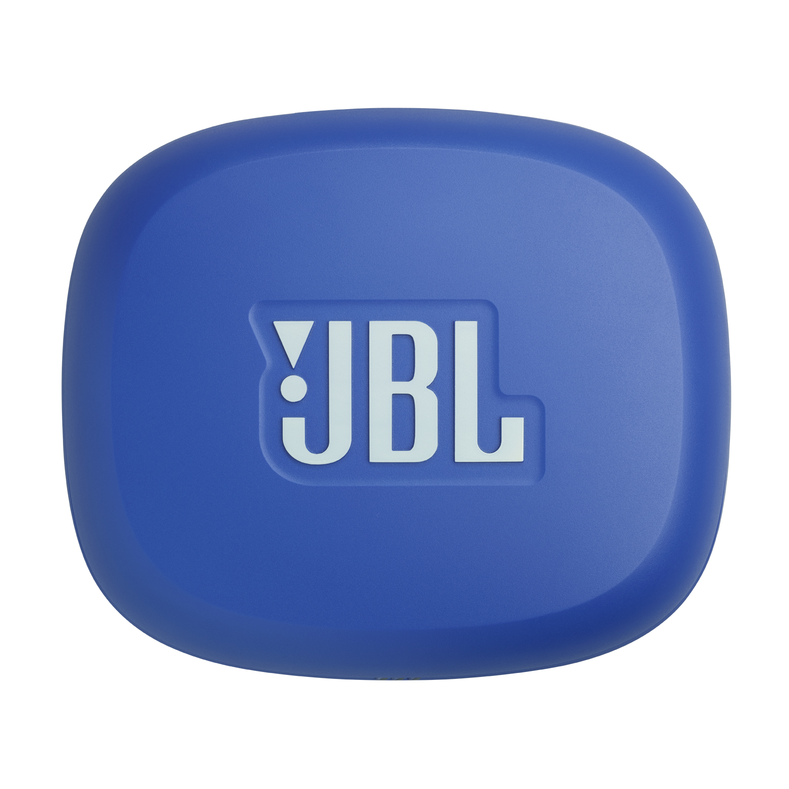 Niebieskie etui z białym logo JBL.