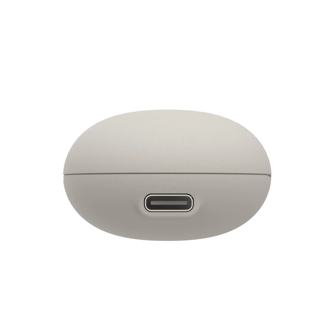 Jasnoszare etui ładujące z portem USB-C na dole.