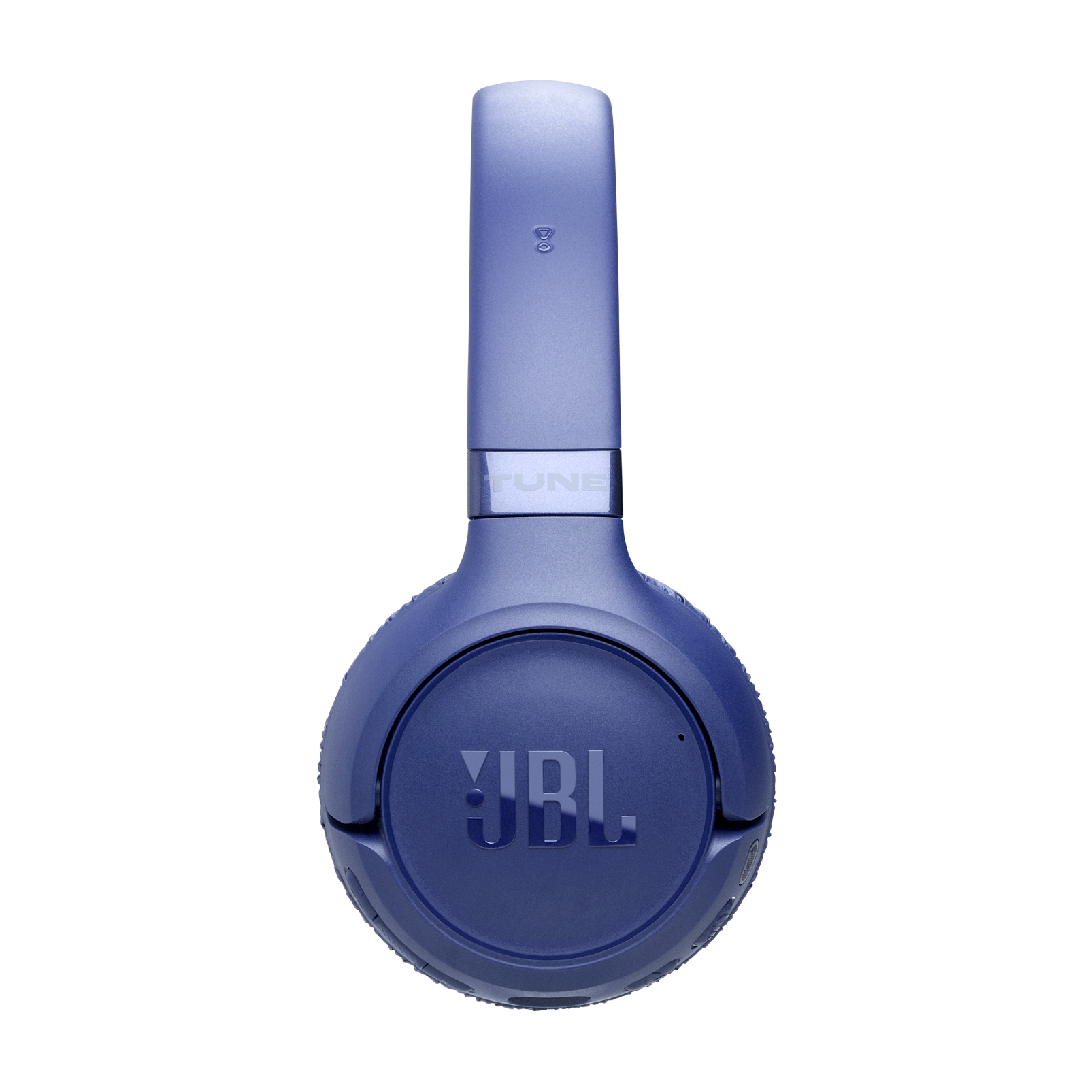 Niebieska nausznica słuchawek JBL z logo JBL jest pokazana centralnie.