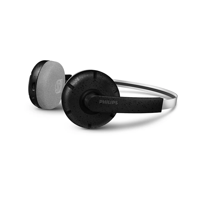 Czarne słuchawki Philips z szarą poduszką i metalowym pałąkiem.