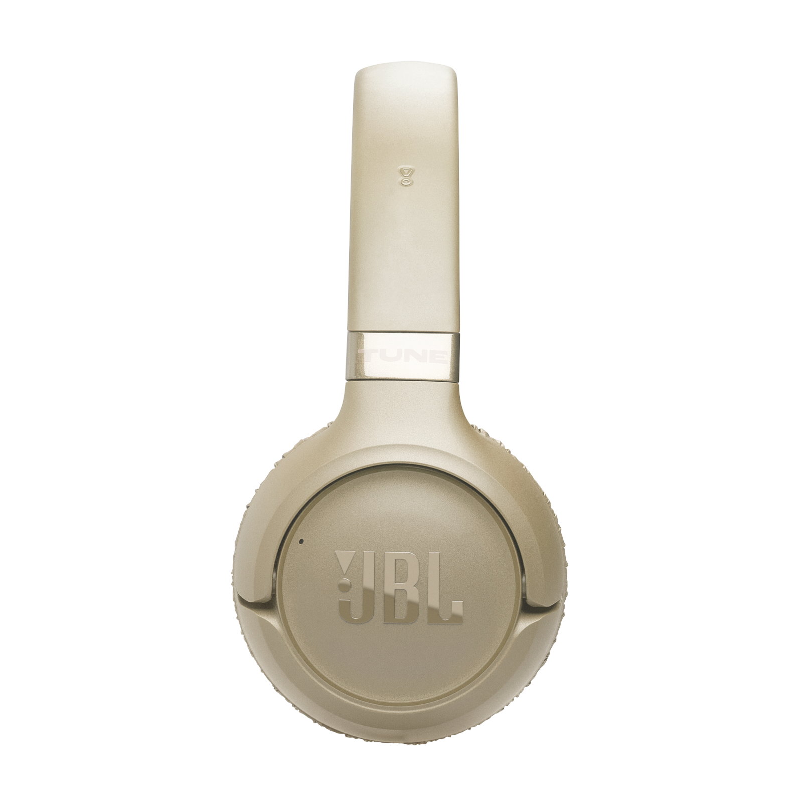 Złoty słuchawki z logo JBL i napisem "TUNE" na białym tle.