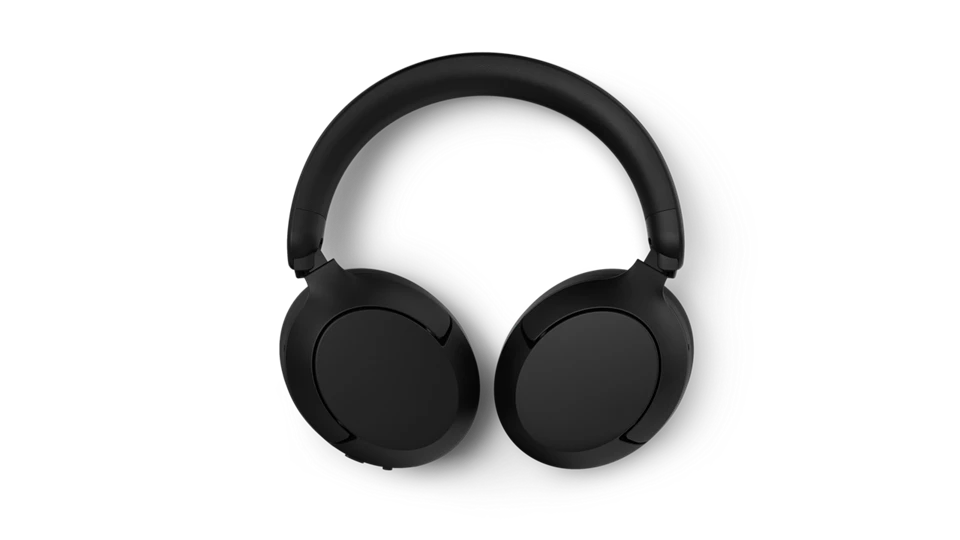 Schwarze Over-Ear-Kopfhörer mit gepolstertem Kopfbügel und Ohrmuscheln.