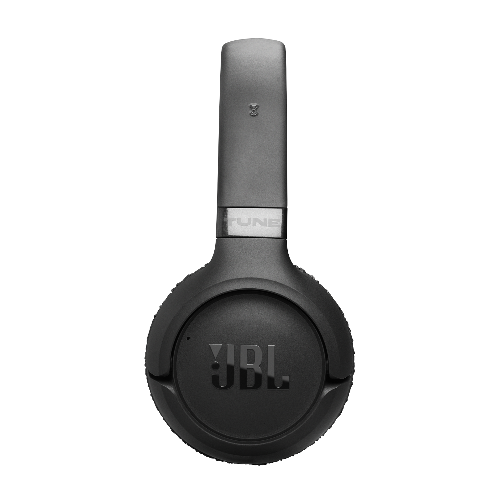 Czarne słuchawki z logo JBL i srebrną opaską.