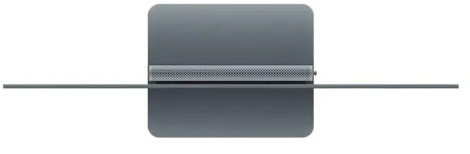 Szürke Apple Mac Mini ház szellőzővel és kábellel.