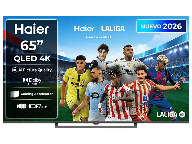 TV QLED 65″ – Haier S80G Series H65S80GUX, 4K HDR10, Google TV, AI Picture Quality, Gaming 120Hz, Negro