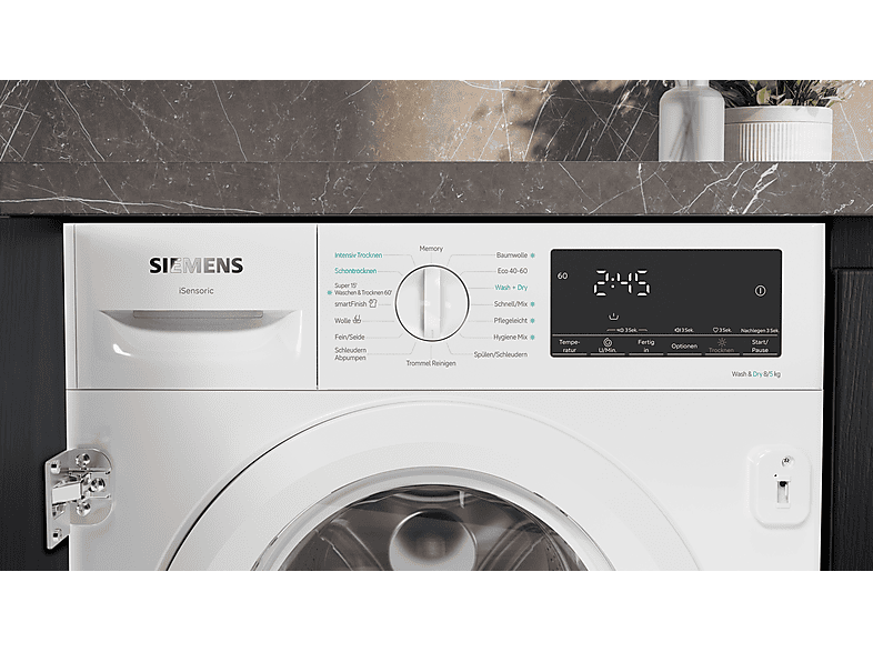 Siemens WK14D490 iQ500 Waschtrockner (8 kg / 5 kg, 1400 U/Min., Einbaugerät, Weiß) — Foto 2 von 3