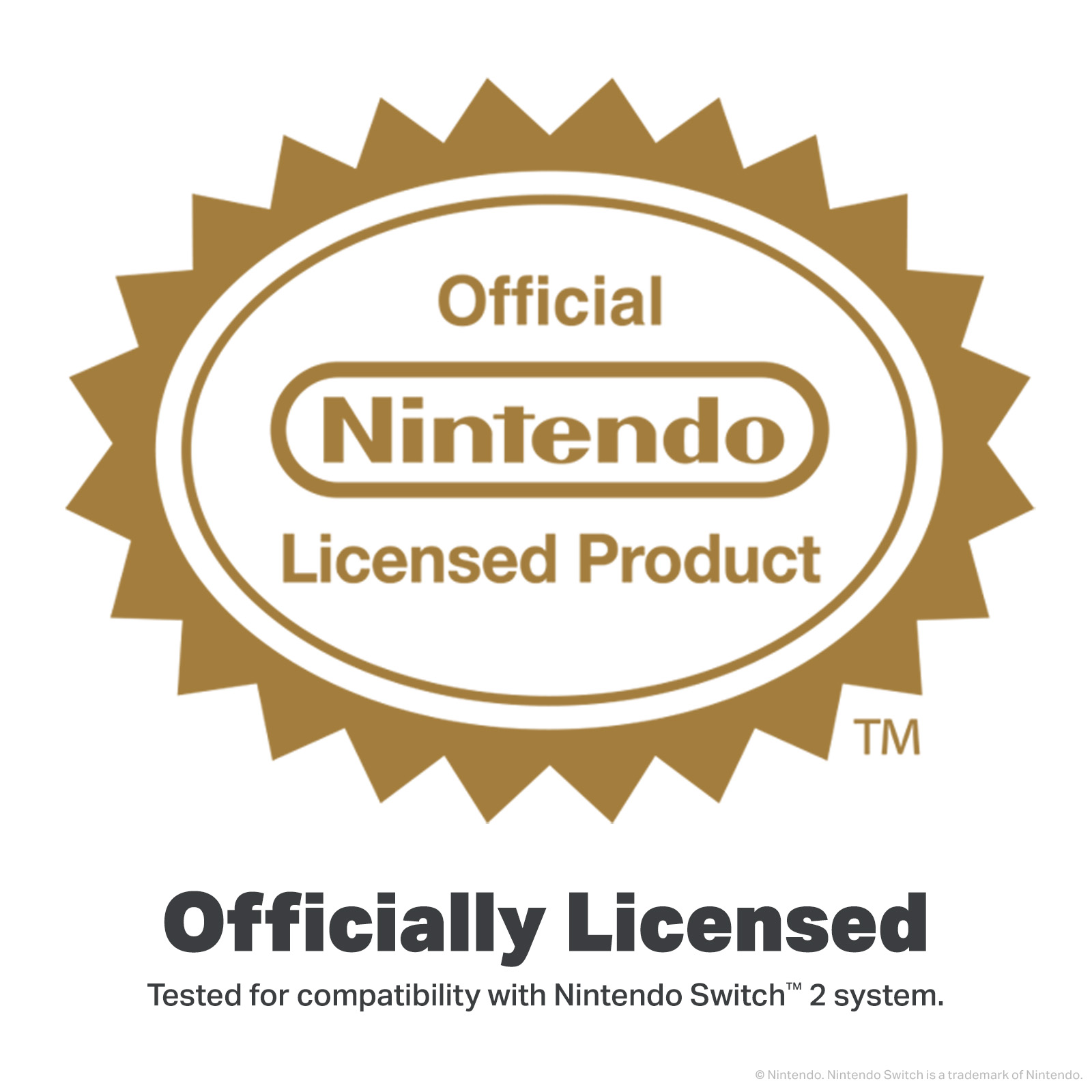 Offizielles Nintendo-Lizenzprodukt-Siegel mit Text.