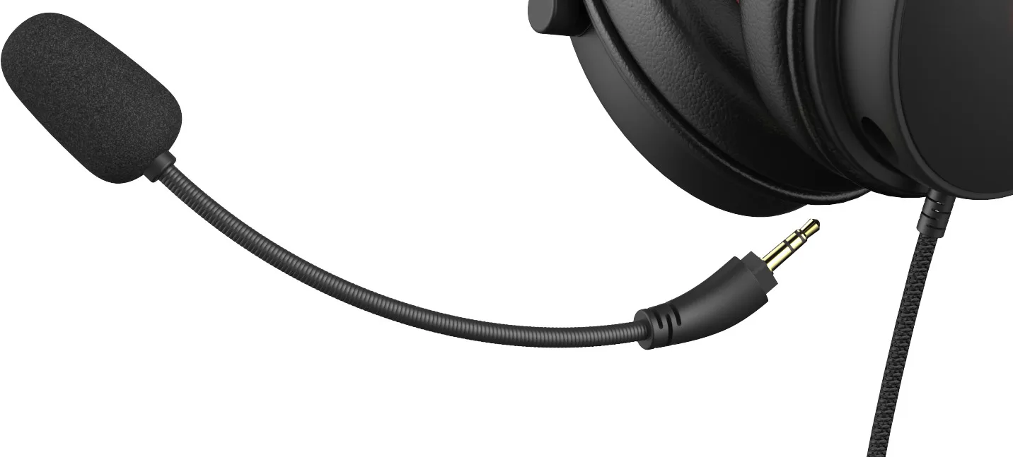 Cuffie nere con microfono e spina da 3,5 mm.