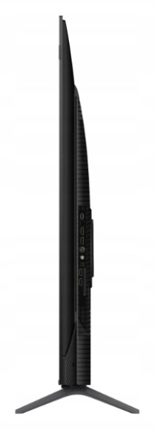 Czarny telewizor z portami HDMI, pokazany z boku.
