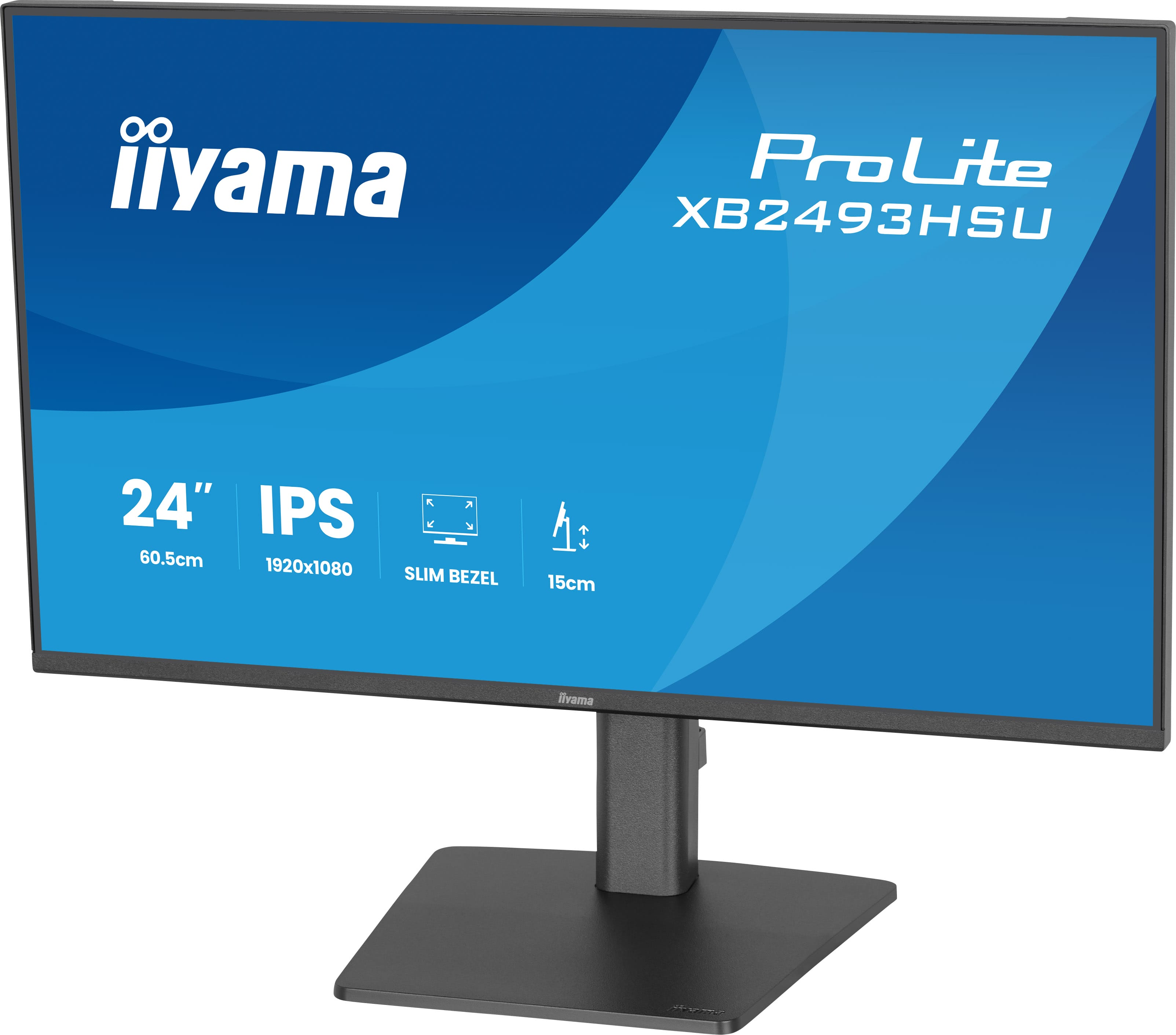 Ein Iiyama Prolite XB2493Hsu Monitor mit 24 Zoll, IPS, 1920x1080 Auflösung.