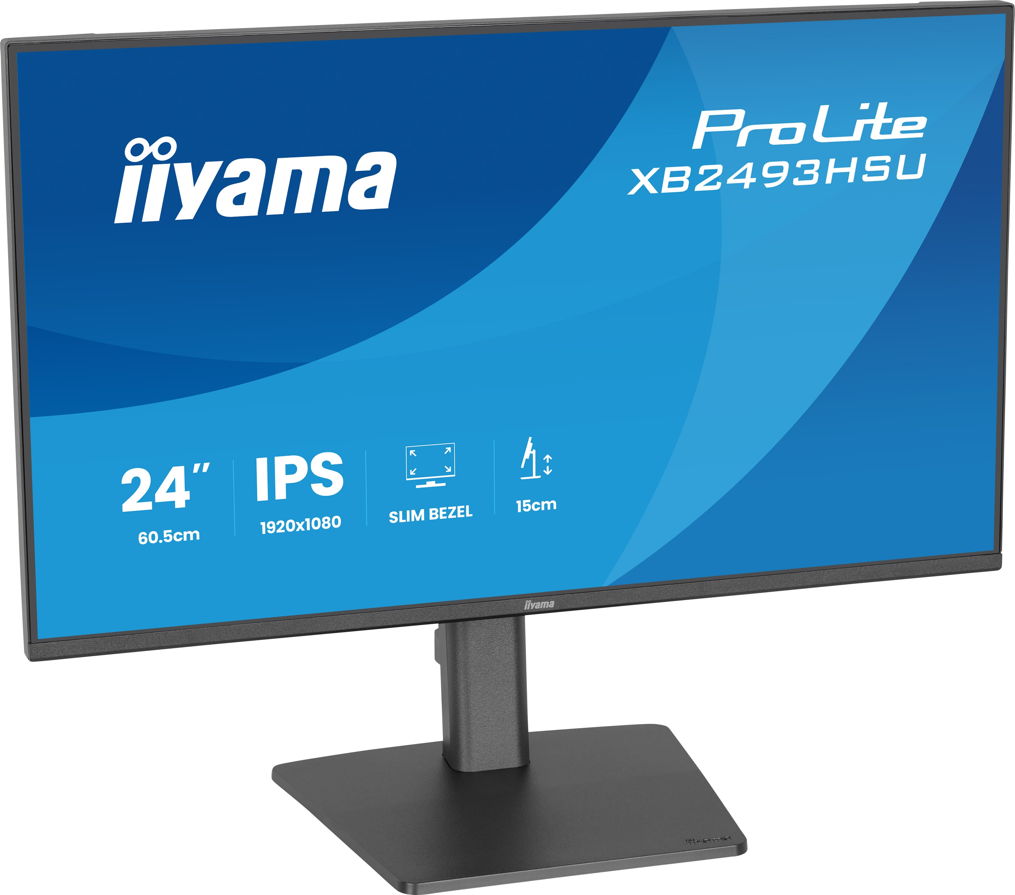 Ein schwarzer Iiyama ProLite Monitor mit 24 Zoll IPS-Display, 1920x1080 Auflösung.