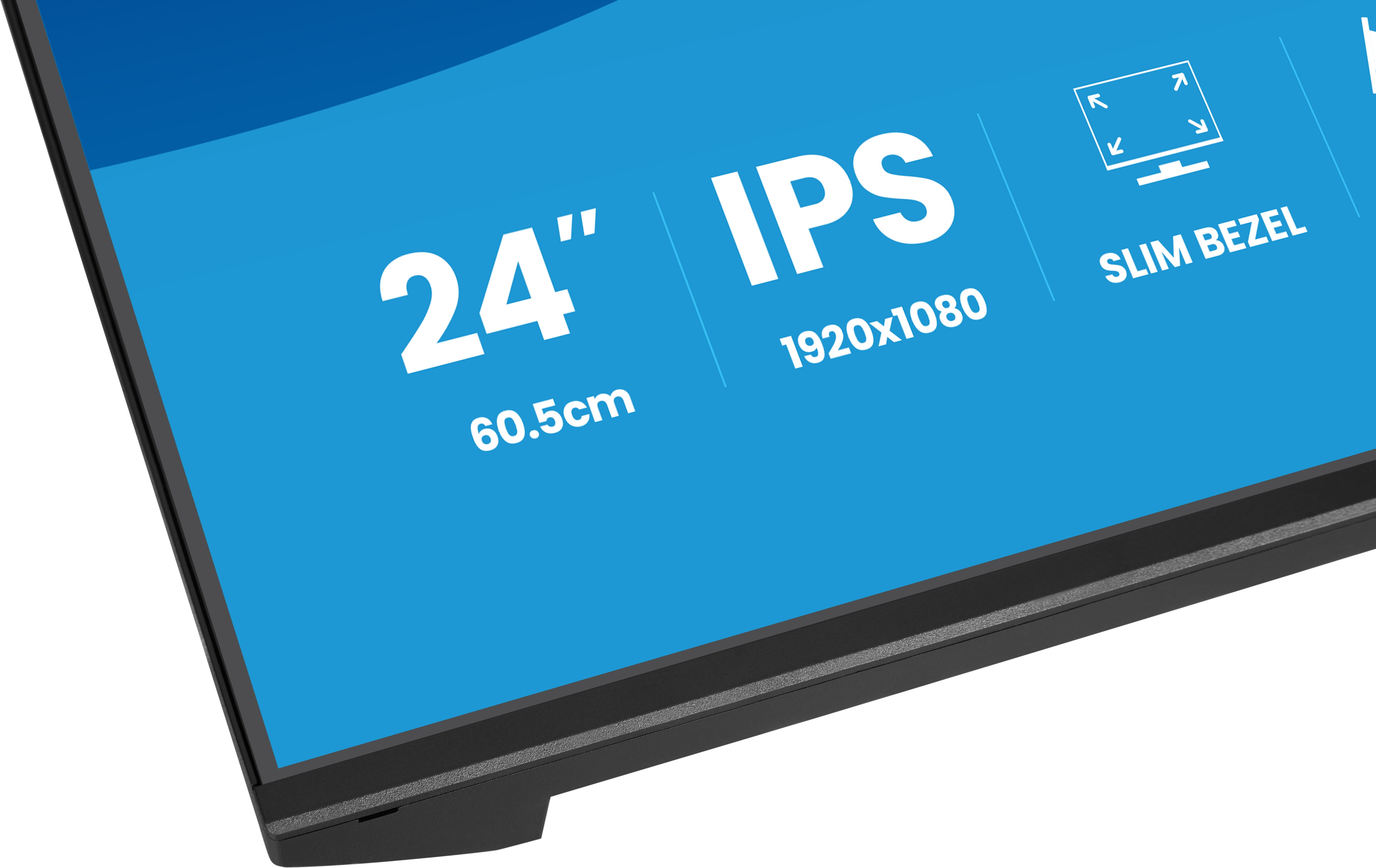24-Zoll-IPS-Monitor mit 1920x1080 Auflösung und schlankem Rahmen.