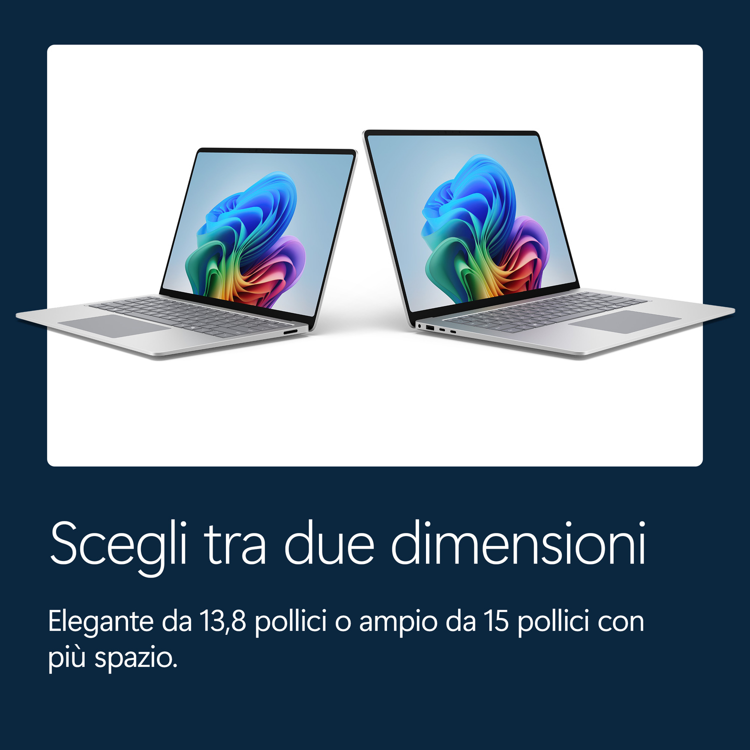 Due laptop con schermi colorati su sfondo bianco.