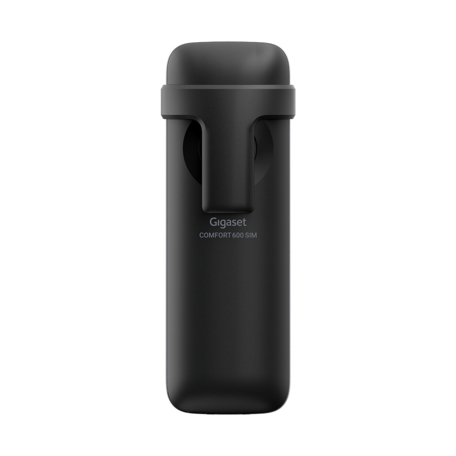 Cornetta nera Gigaset Comfort 600 SIM con clip da cintura.