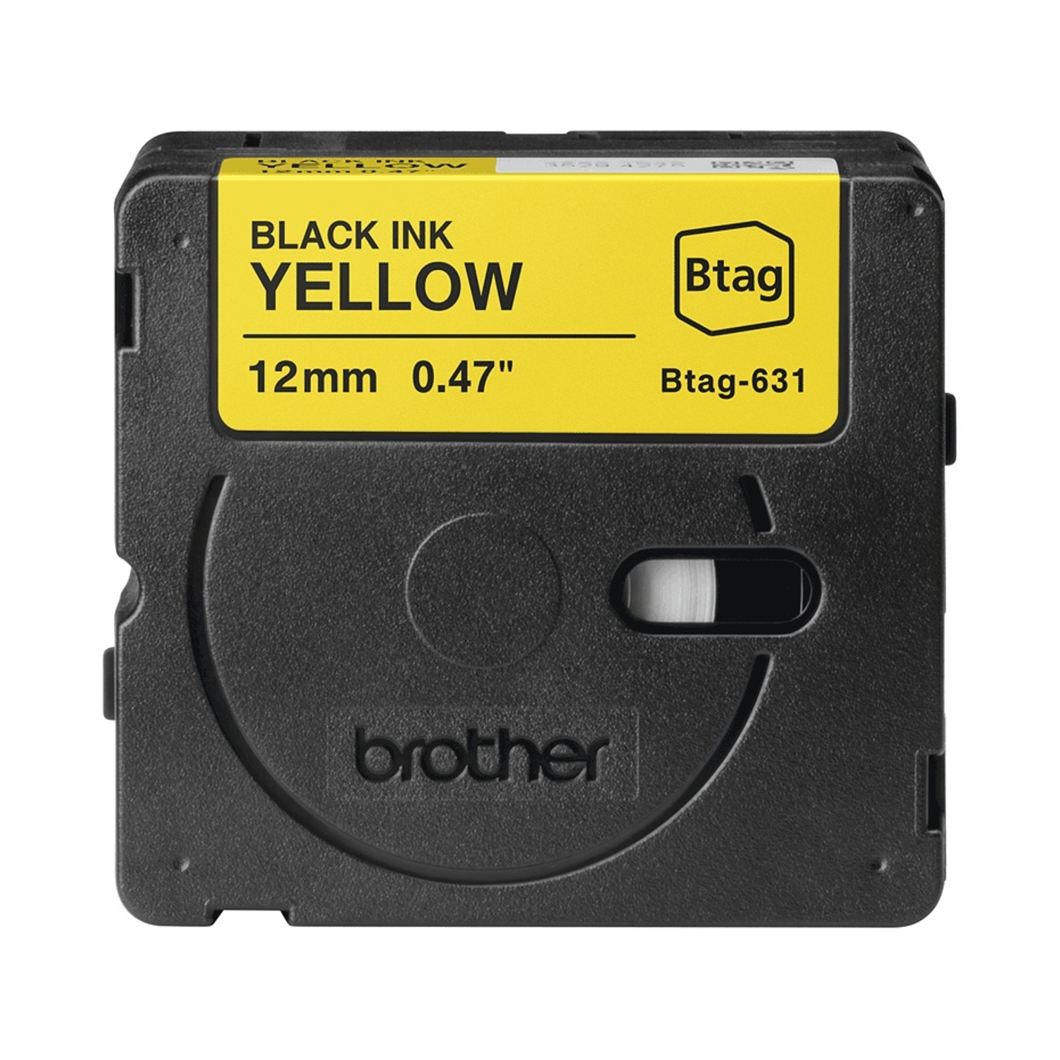 Cartuccia nastro giallo inchiostro nero, 12mm 0.47", Btag-631.