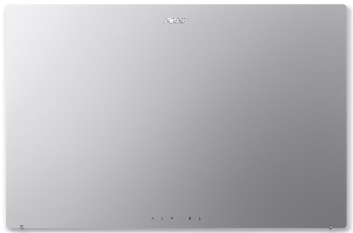 Egy ezüst Acer Aspire laptop, csukva, elölről nézve.