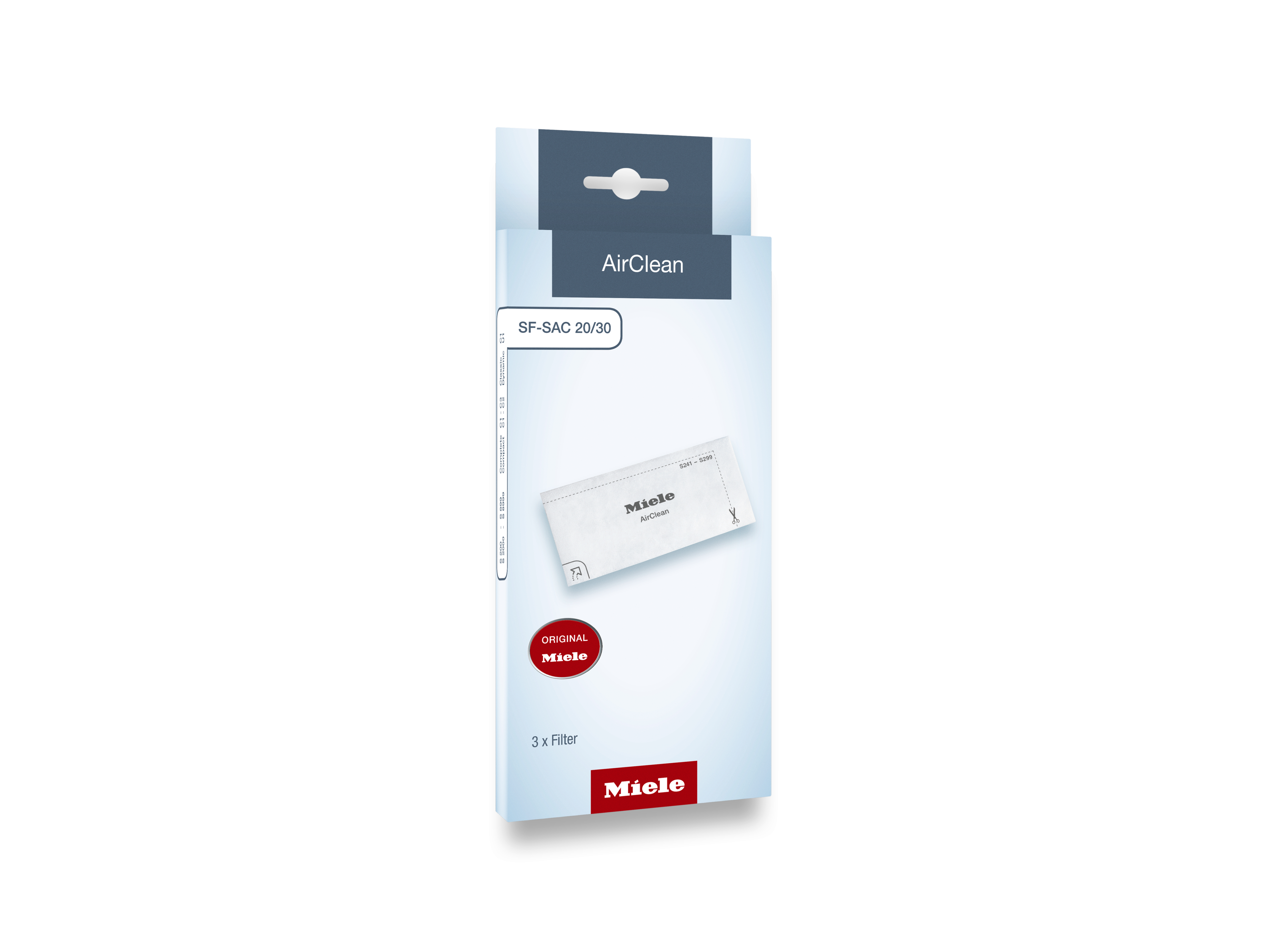 Miele AirClean SF-SAC 20/30 Staubsaugerfilter-Verpackung, 3 Stück.