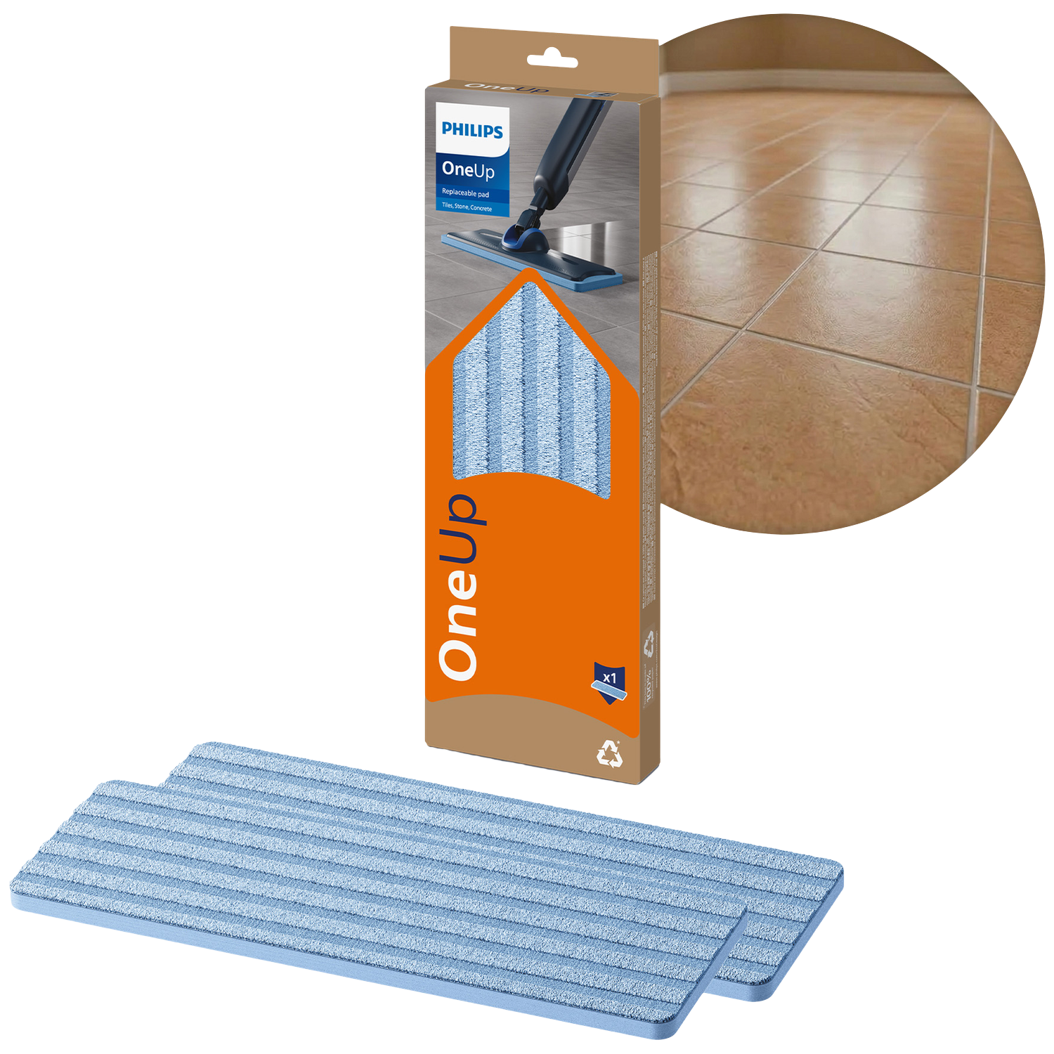 Philips Oneup Vervangbare Dweildoek Voor Tegels 2 Pads Philips