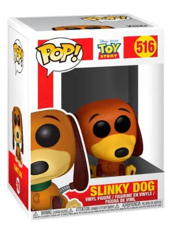 Funko Pop! Slinky Dog de Toy Story, figura de vinilo en caja. Dos perros visibles.