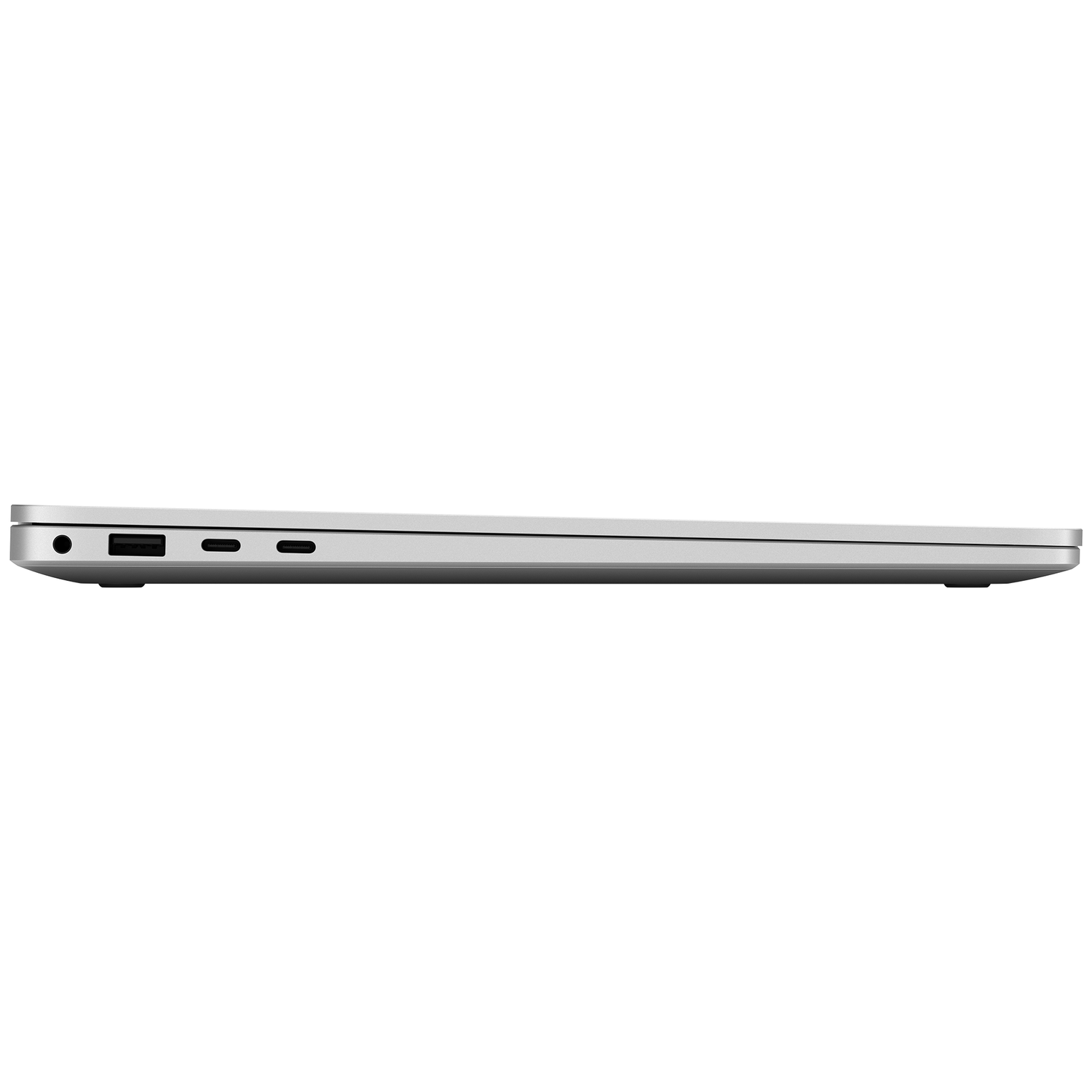 Silver laptop with USB-C and headphone jack on the side.