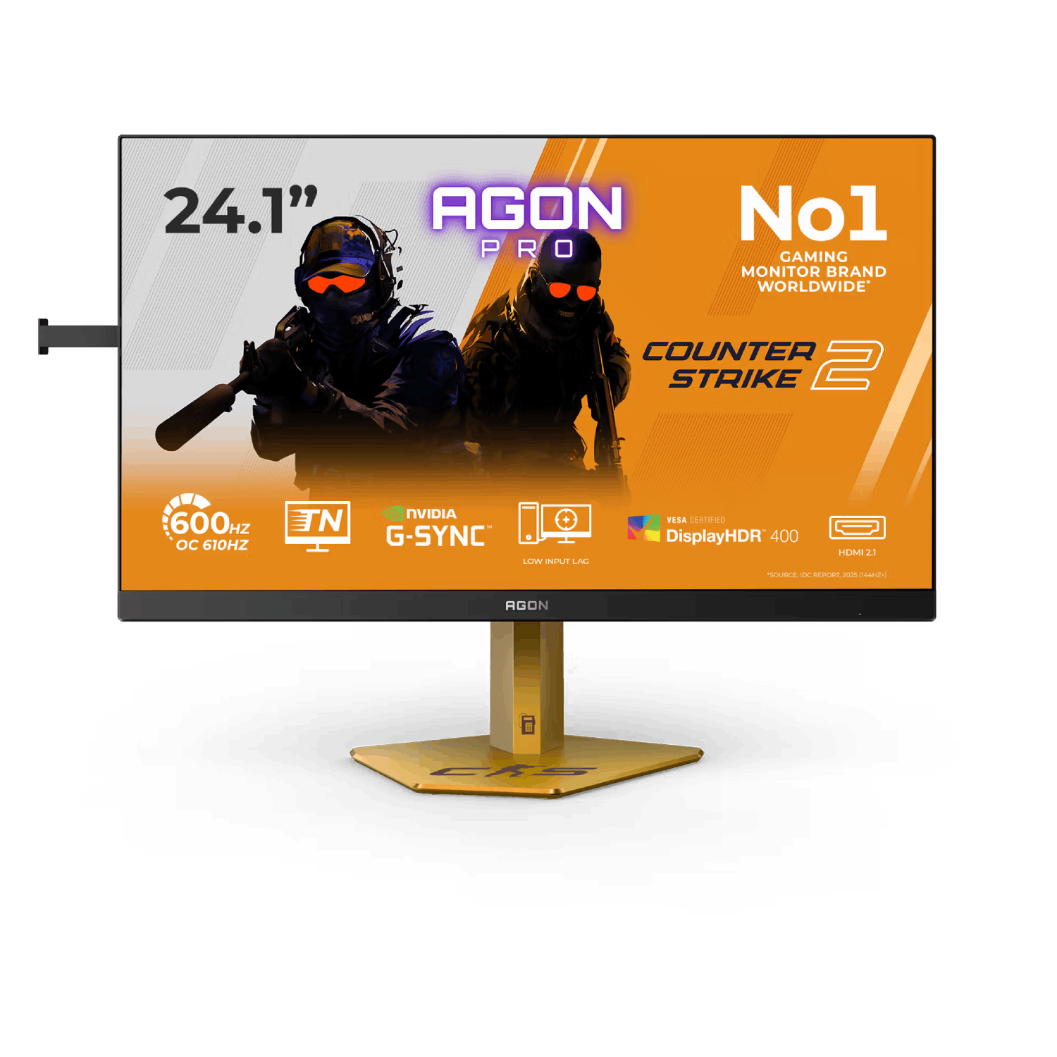 Un monitor gaming de 24,1 pulgadas con gráficos de Counter Strike 2, 600Hz, G-Sync, HDR400.