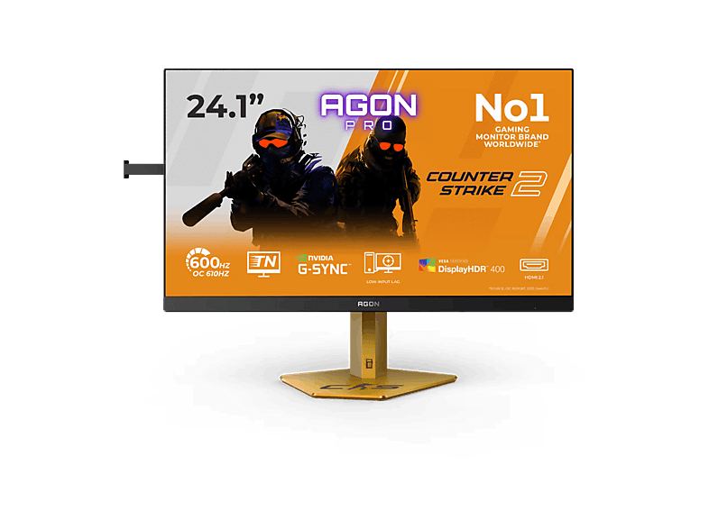 AOC CS24A, 24.1 Full-HD, 610 Hz, 0.5 ms, TN (Twisted Nematic), Altura Ajustable, Adaptive Sync y G-Sync Compatible, Negro/Naranja