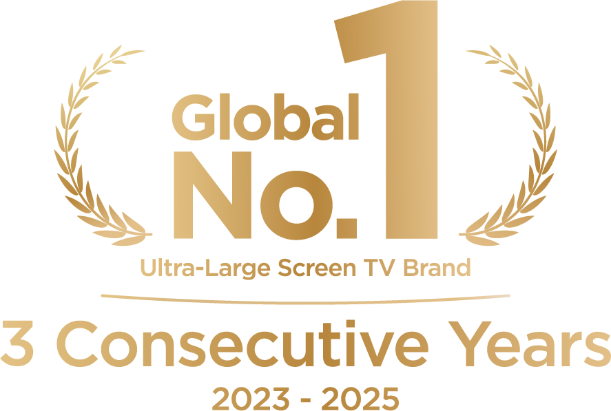 Globális 1. számú nagyméretű TV-márka 3 egymást követő évben (2023-2025).