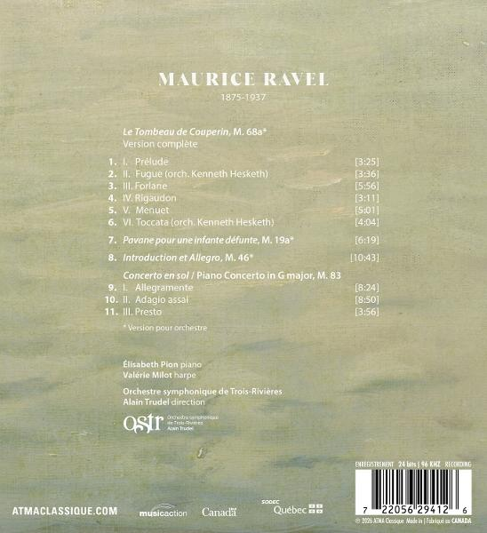 CD-Cover mit Titel und Trackliste von Maurice Ravels Werken.