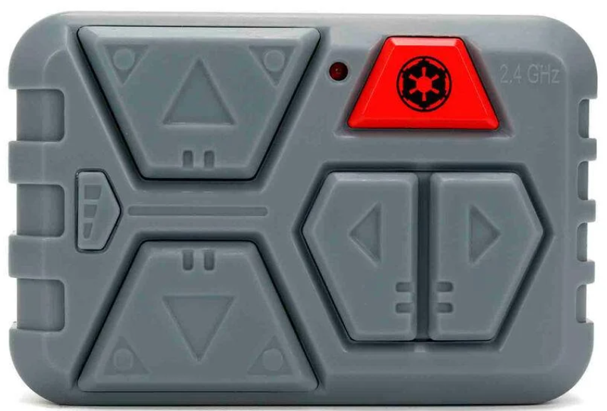 Grauer Star Wars Fernbedienung mit roten und schwarzen Tasten. 2,4 GHz.