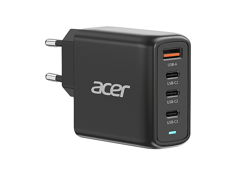 CARICABATTERIA ACER 100W Gan Charger 4 Porte, 3×USB-C + USB-A, Nero