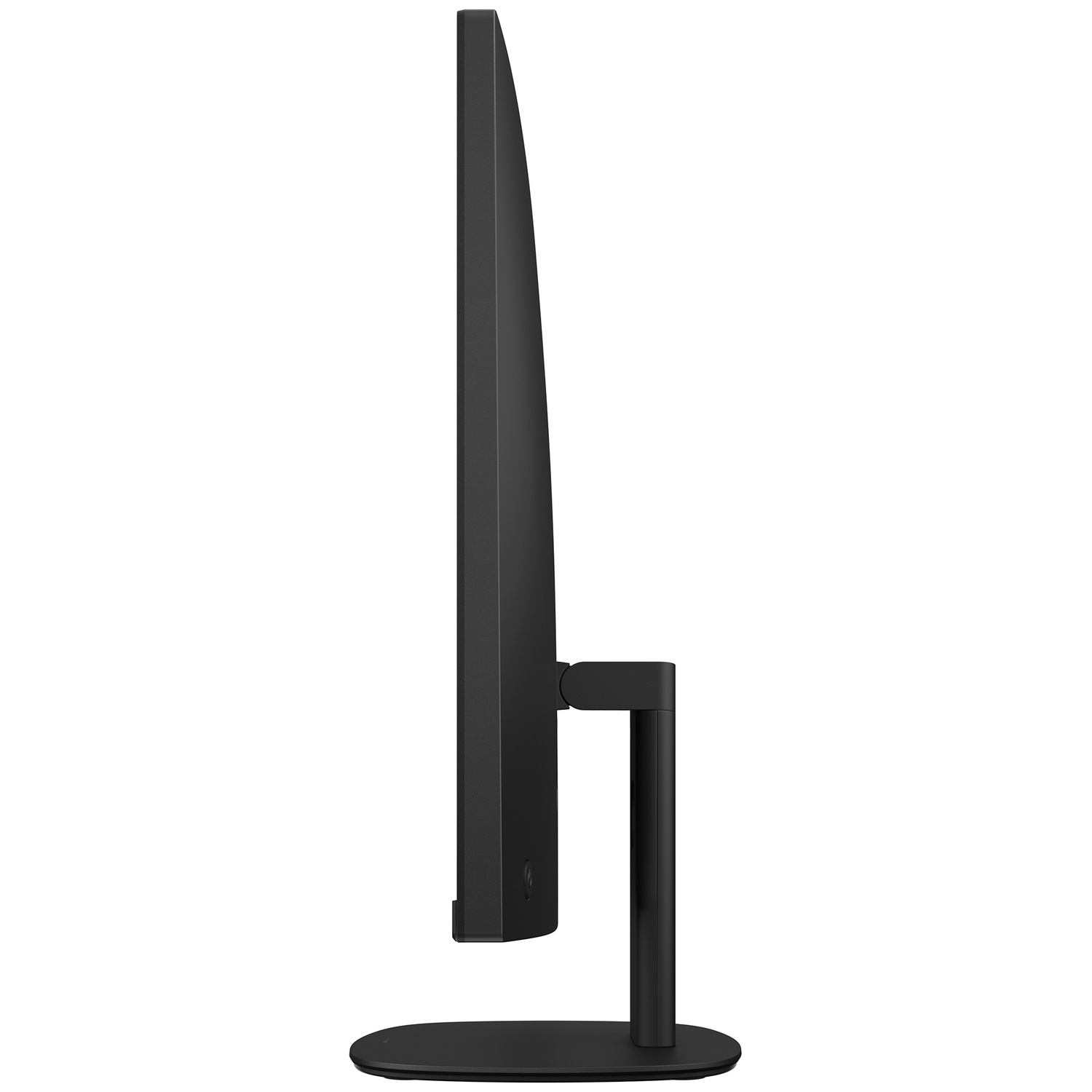 Moniteur noir de profil sur fond blanc.